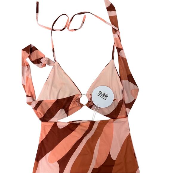 Princess Polly Bennie Mini Dress Brown Multi Size US 12 Brand New Orange‎ - Picture 6 of 7